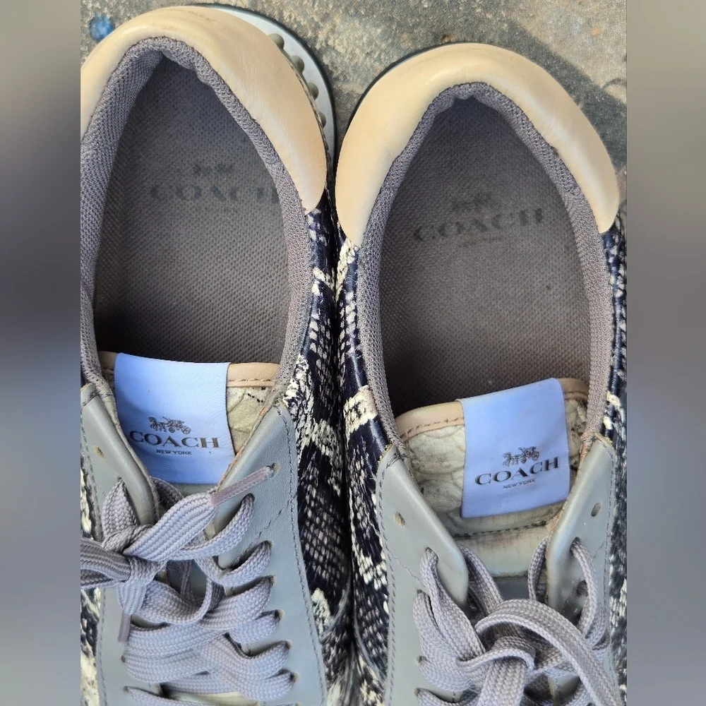 Coach Moonlight Anaconda/Nap Sz 9.5 Sneakers Nappa Leather Snake Emboss